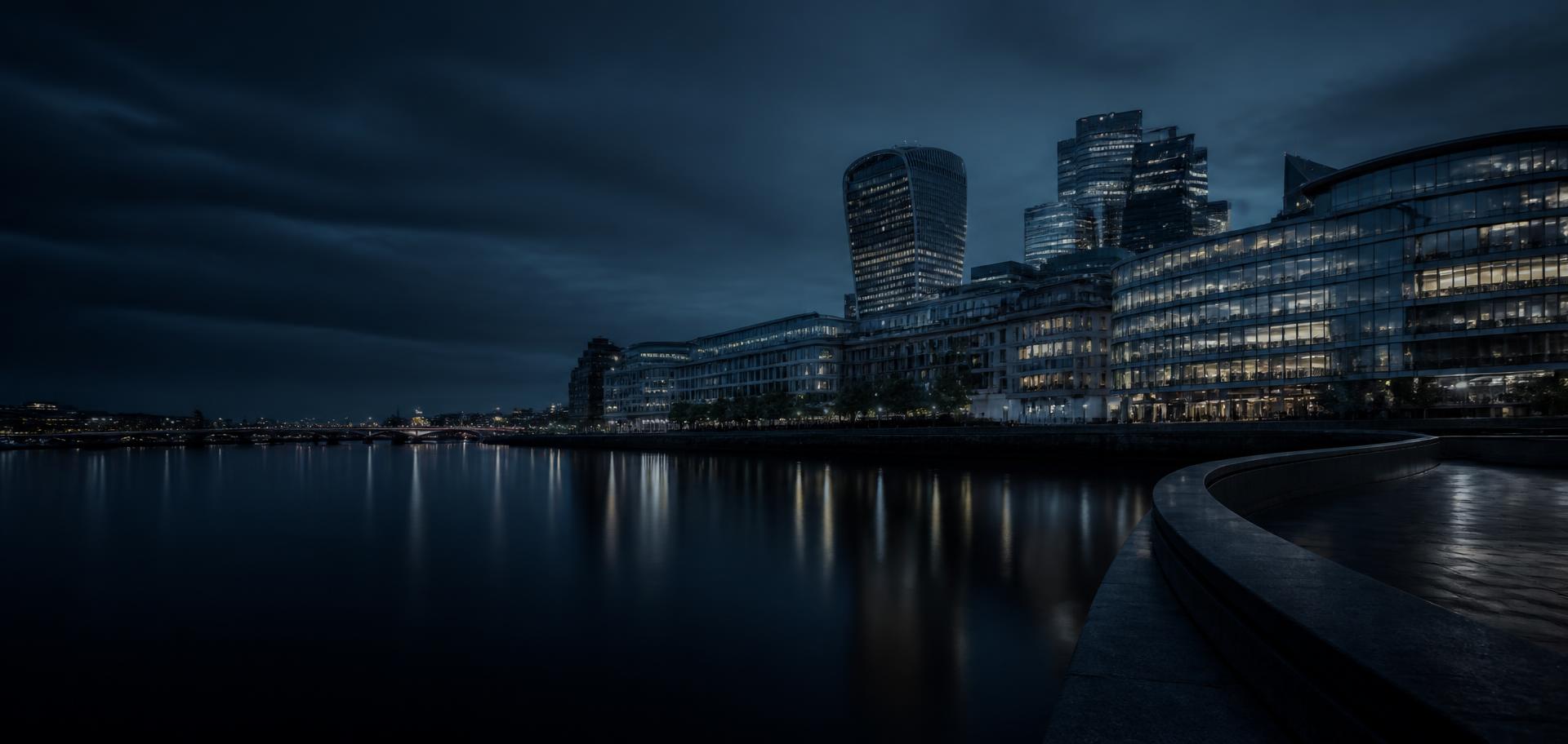 London commercial district at night